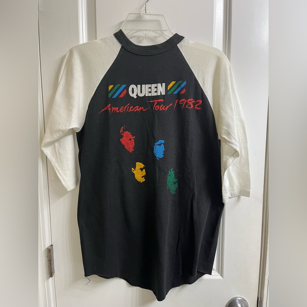Queen American Tour 1982 Black and White Raglan Band Tee